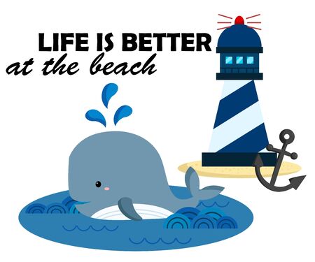 Beach and Whaleのイラスト素材