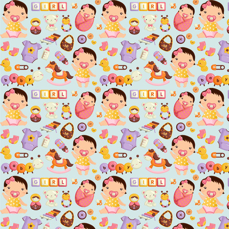 Baby Girl Pattern Backgroundのイラスト素材