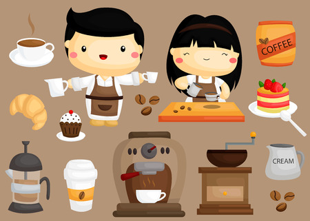 Coffee Cafe Vector Setのイラスト素材
