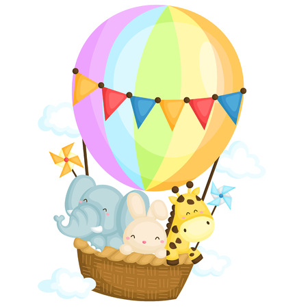 Air Balloon Animalのイラスト素材