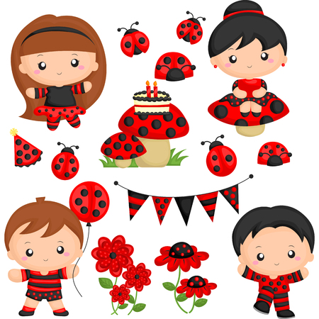 Ladybug Birthday Partyのイラスト素材