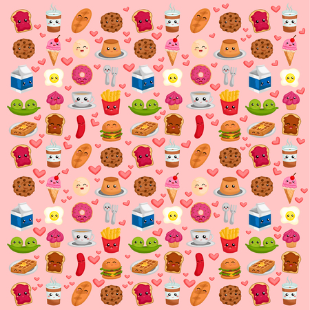 Foods in love backgroundのイラスト素材