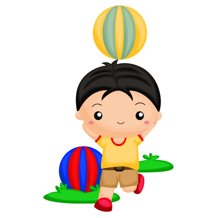 Boy playing with ballsのイラスト素材