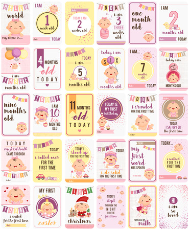 Baby Girl Milestone Cardのイラスト素材