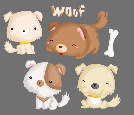 Puppies vector setのイラスト素材