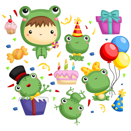 Birthday Frogのイラスト素材