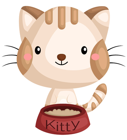 Kitty with bowl of Foodのイラスト素材