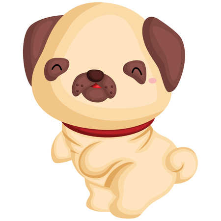 a dog with a pug pure breedのイラスト素材