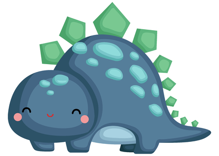 a cute baby stegosaurus with a smileのイラスト素材