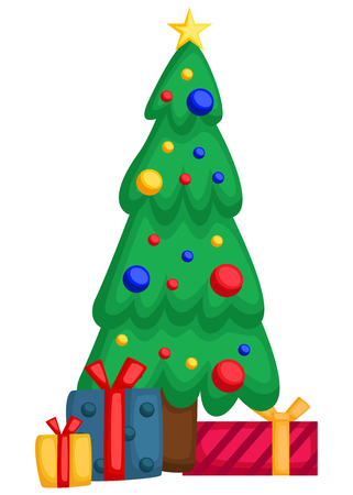 a vector of a cute and adorable Christmas treeのイラスト素材