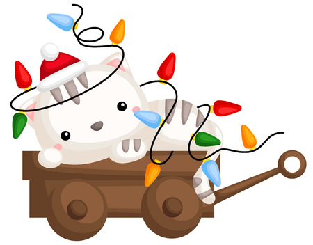 a vector of a cute cat on top of a cartのイラスト素材