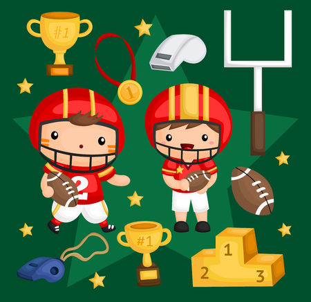 American Football Image Setのイラスト素材