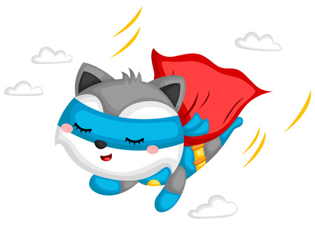 a vector of a raccoon dressed as superheroのイラスト素材