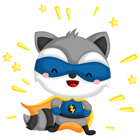a vector of a raccoon dressed as superheroのイラスト素材