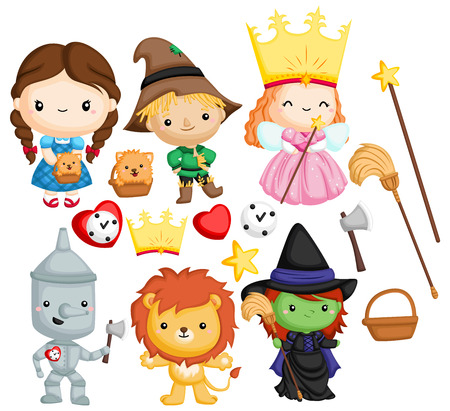 a vector set of many character in wizard of ozのイラスト素材