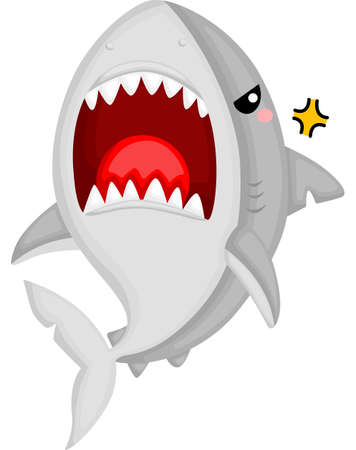 a vector of a cute shark with expressionのイラスト素材
