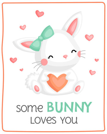 A Simple Vector of Cute Bunny for the Valentine Cardのイラスト素材