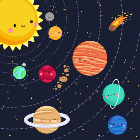 Illustration of the whole solar systemのイラスト素材