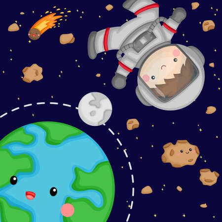 a vector of an astronaut in spaceのイラスト素材