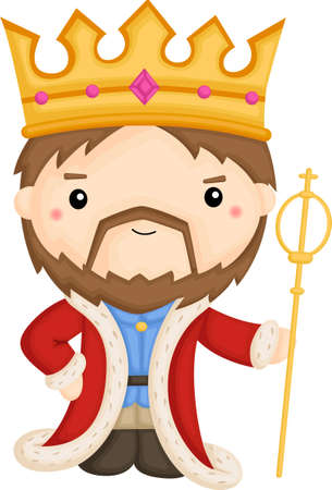 a vector of a cute king with his robeのイラスト素材