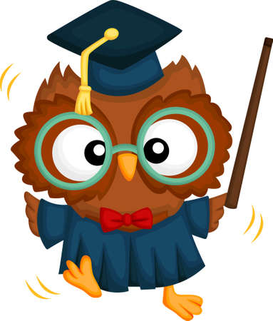 a cute vector of an owl mascot graduatingのイラスト素材
