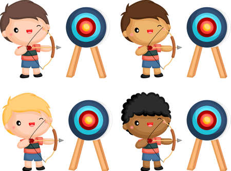 a vector of archers in different skin tonesのイラスト素材