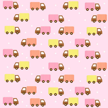 A Vector of Cute and Simple Pink Truck Backgroundのイラスト素材