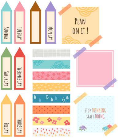 a rainy season planner stickers for workspacesのイラスト素材