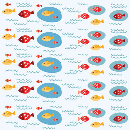 a cute seamless pattern with multiple fishのイラスト素材