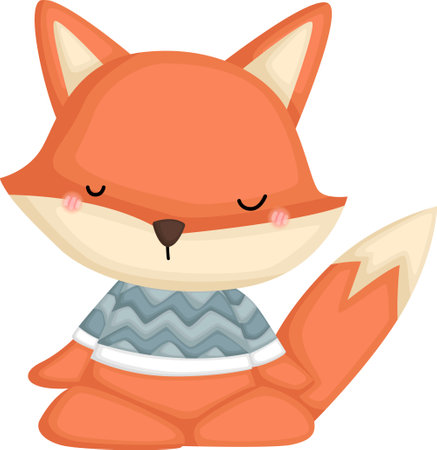 a vector of a cute fox doing yogaのイラスト素材