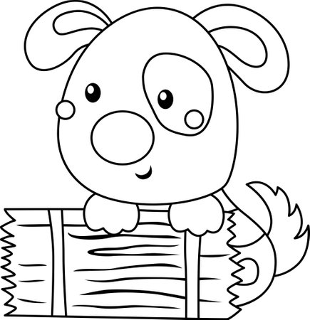 a vector of a cute dog in black and white coloringのイラスト素材