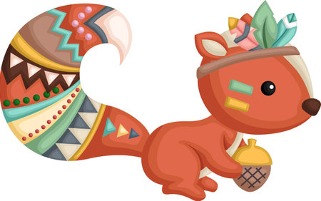 a vector of a squirrel in tribal styleのイラスト素材