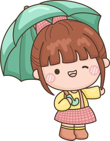 a vector of a girl with an umbrellaのイラスト素材