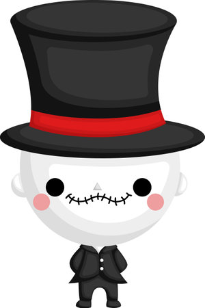 a vector of a cute skeleton in a suitのイラスト素材