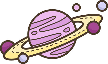 a vector of a planet with moons circling themのイラスト素材
