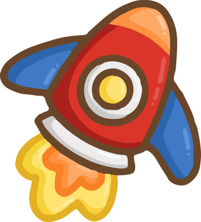 a vector of hand drawn rocketship vectorのイラスト素材