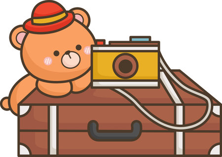 a vector of bear and a suitcaseのイラスト素材