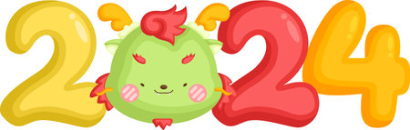 a vector of a cute dragon celebrating chinese new yearのイラスト素材