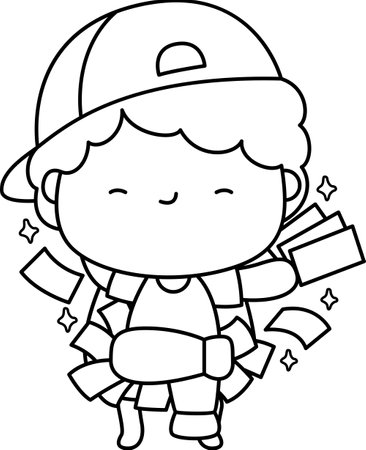 a vector of a rich guy in black and white coloringのイラスト素材