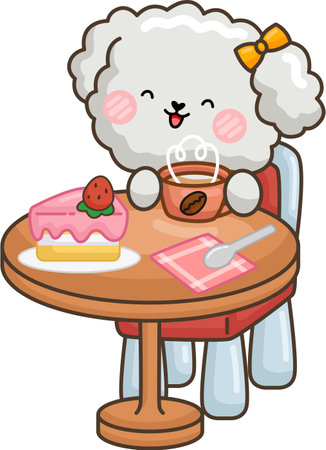 a vector of a cute dog enjoying desertsのイラスト素材