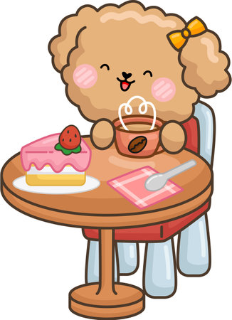 a vector of a cute dog enjoying desertsのイラスト素材