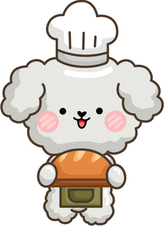 a vector of a cute poodle baking a breadのイラスト素材