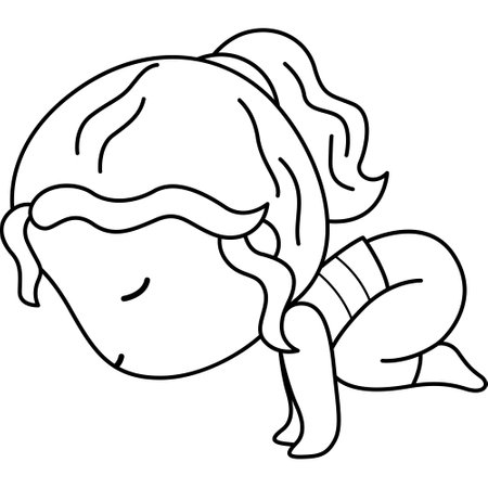a vector of a woman doing yoga pose in black and white coloringのイラスト素材