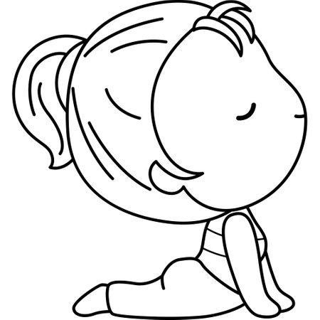 a vector of a woman doing yoga pose in black and white coloringのイラスト素材