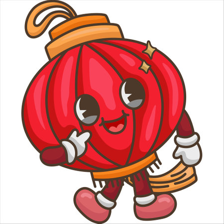 a vector of a retro character of lanternのイラスト素材