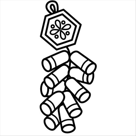 a vector of Chinese firecracker in black and white coloringのイラスト素材