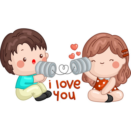 a cute vector of valentine celebration coupleのイラスト素材