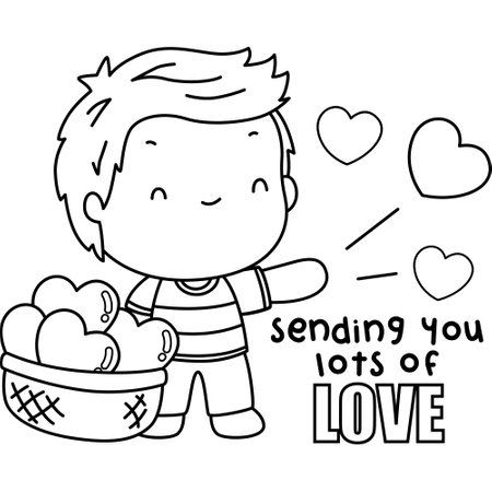 a cute vector of valentine celebration couple in black and white coloringのイラスト素材