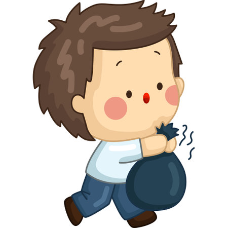 a vector of a boy throwing out trashのイラスト素材