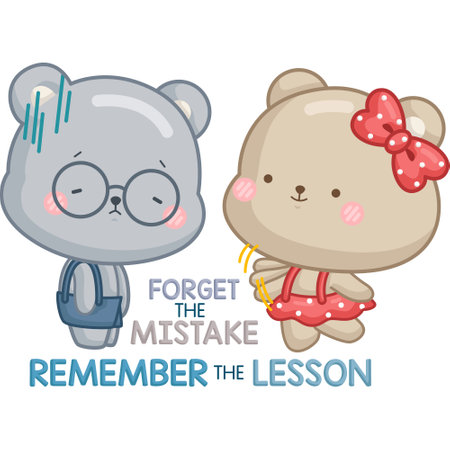 a vector of a cute bear with some motivational quotesのイラスト素材